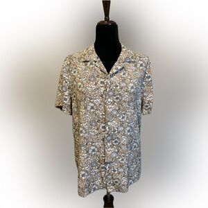 Express Floral Print Rayon Short Sleeve Shirt size M